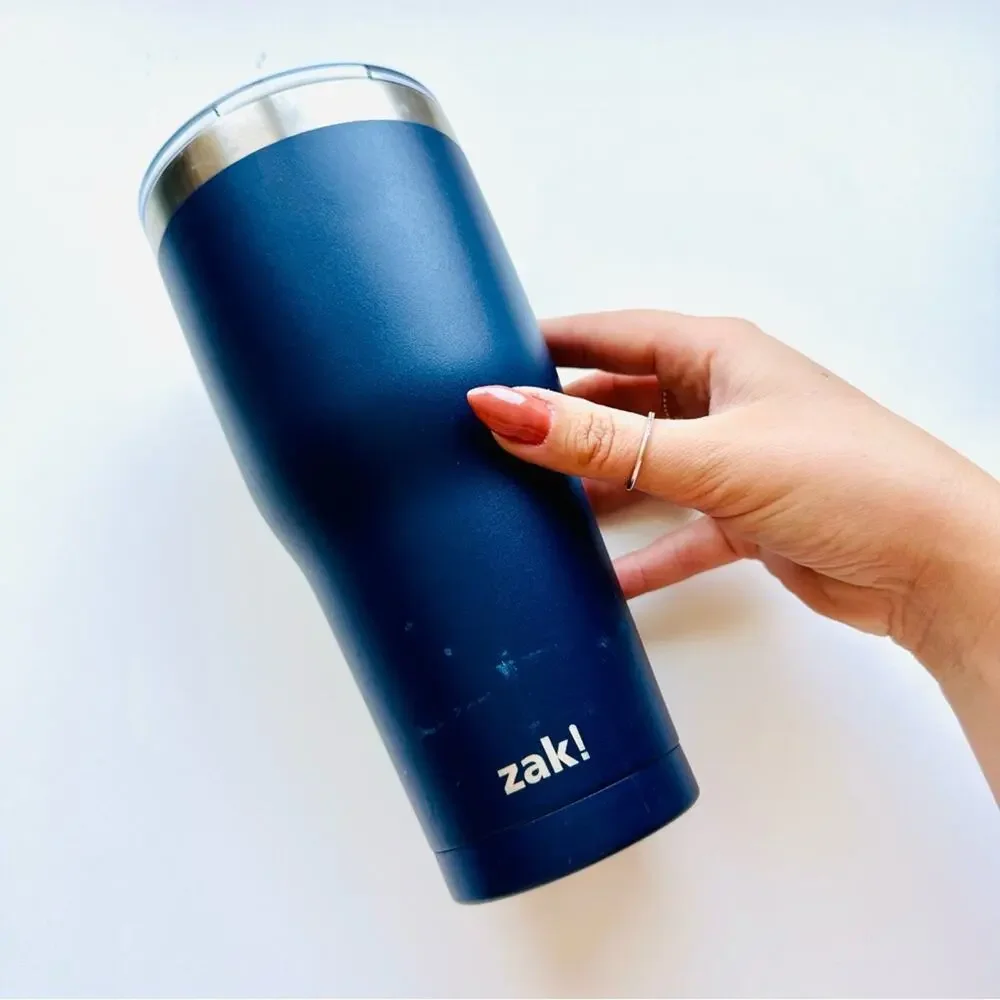 ZAK TARGET Navy Blue Silver Stainless Steel Insulated Travel Tumbler Coffee Mug